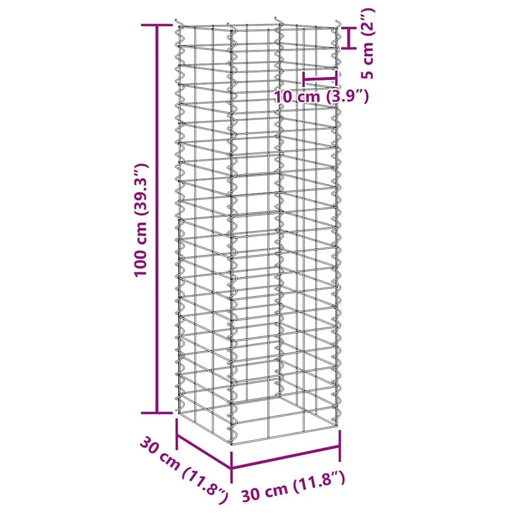 Gabion Raised Beds 3 pcs 30x30x100 cm Iron Retaining Wall Garden Planter Box