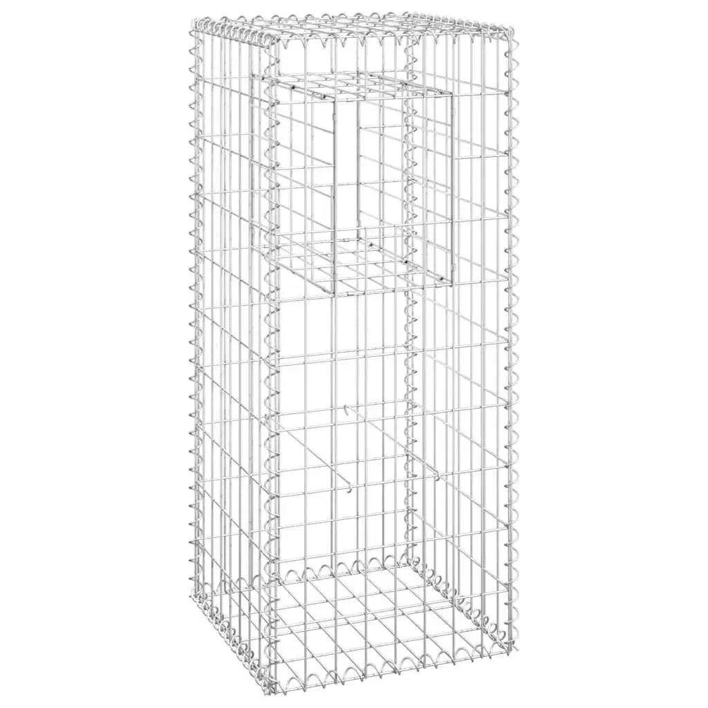 Gabion Basket Posts Rust-proof Iron 40x40x100 cm Garden Fence Barrier 2 Piece