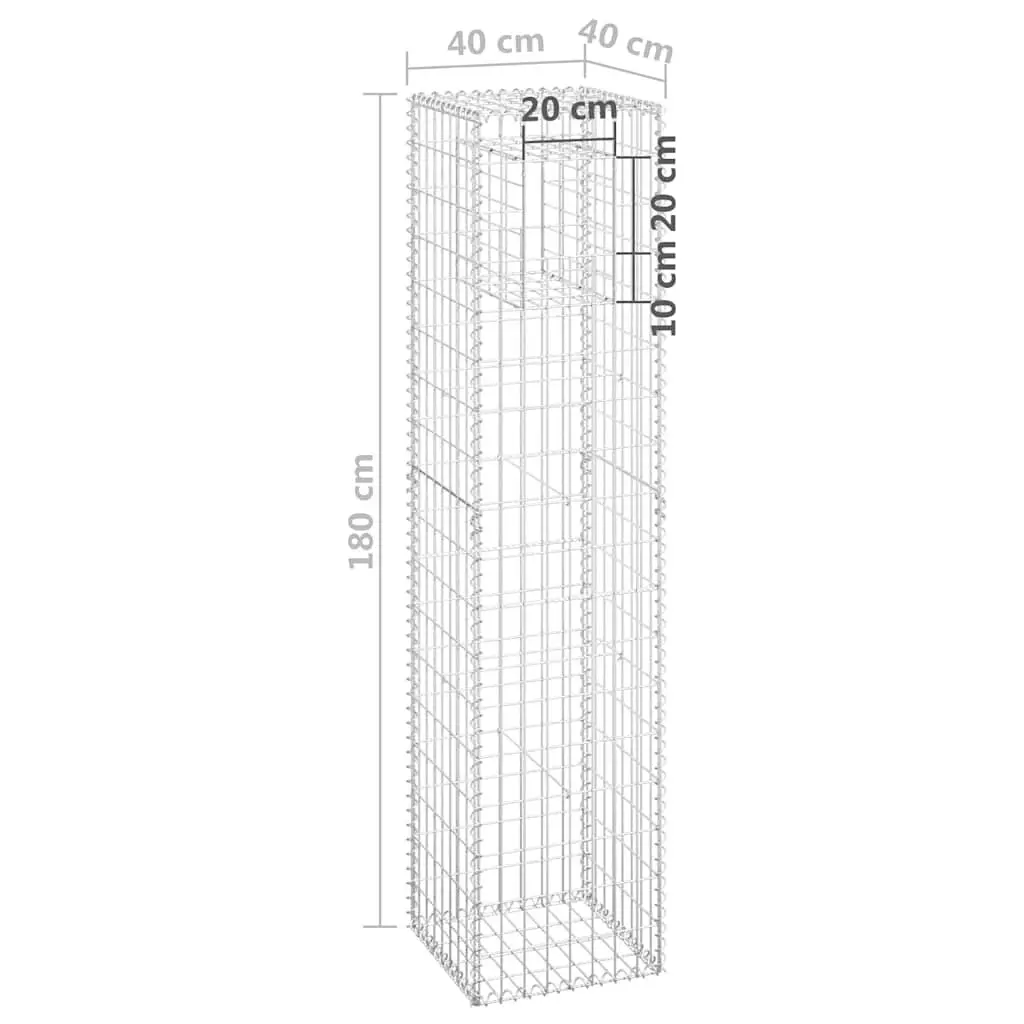 Gabion Basket Post Welded Mesh Grid 40x40x180 cm Iron Garden Fence Barrier