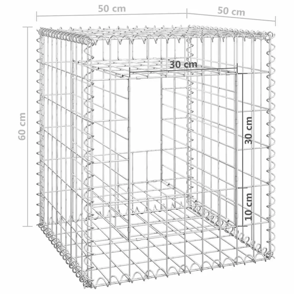 Gabion Basket Posts Iron Wire Mesh Garden Fencing Barrier 50x50x60 cm 2 Piece