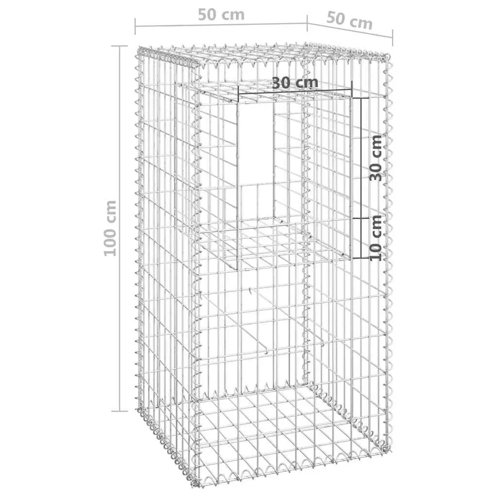Gabion Basket Posts Iron Garden Fence Barrier 50x50x100 cm 2 pcs