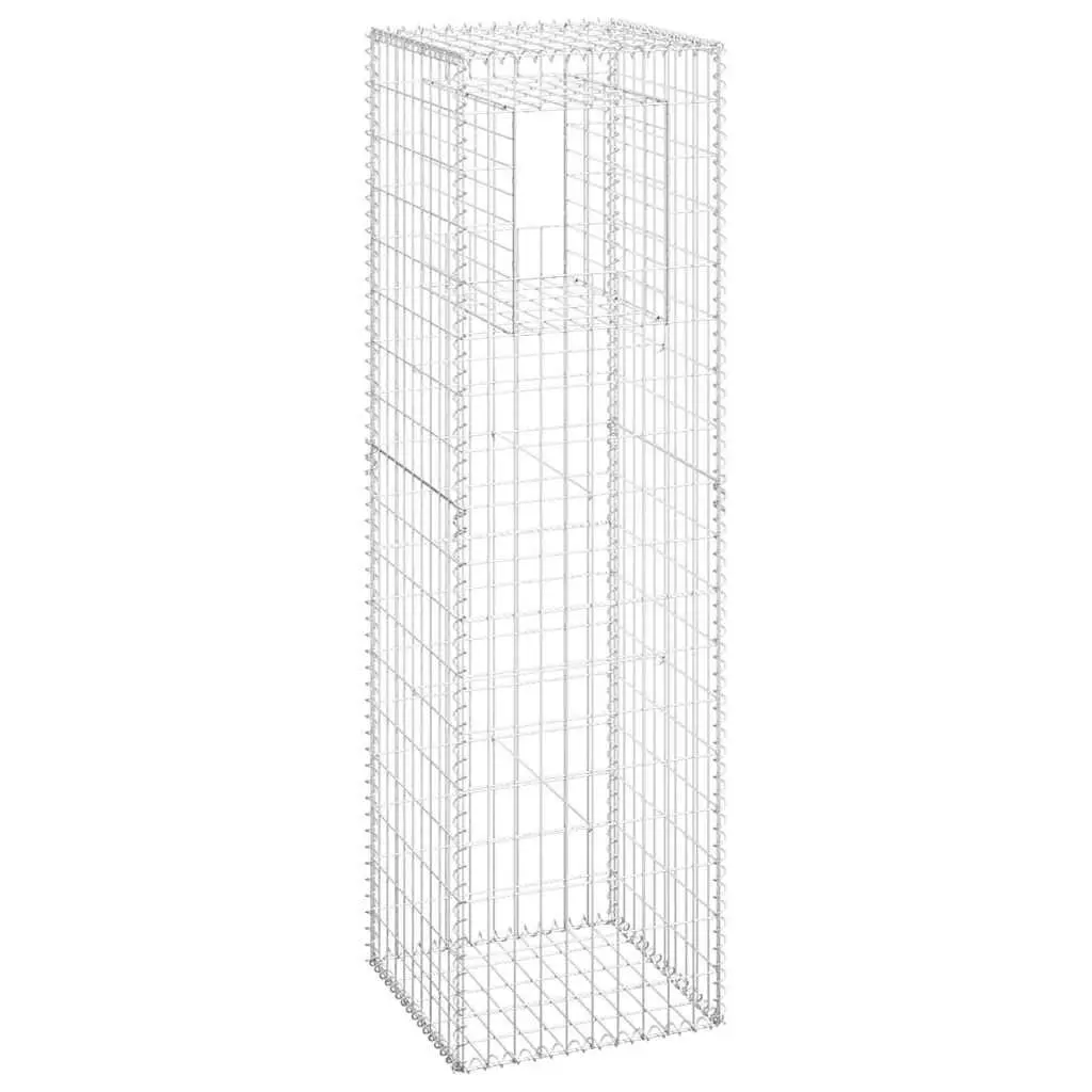 Gabion Basket Posts Iron 50x50x180 cm Garden Fencing Barrier Decor