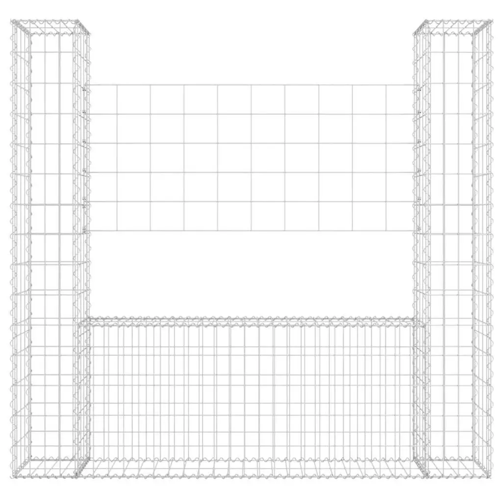 U-Shape Gabion Basket with 2 Posts Silver Retaining Wall Fence Panel Garden
