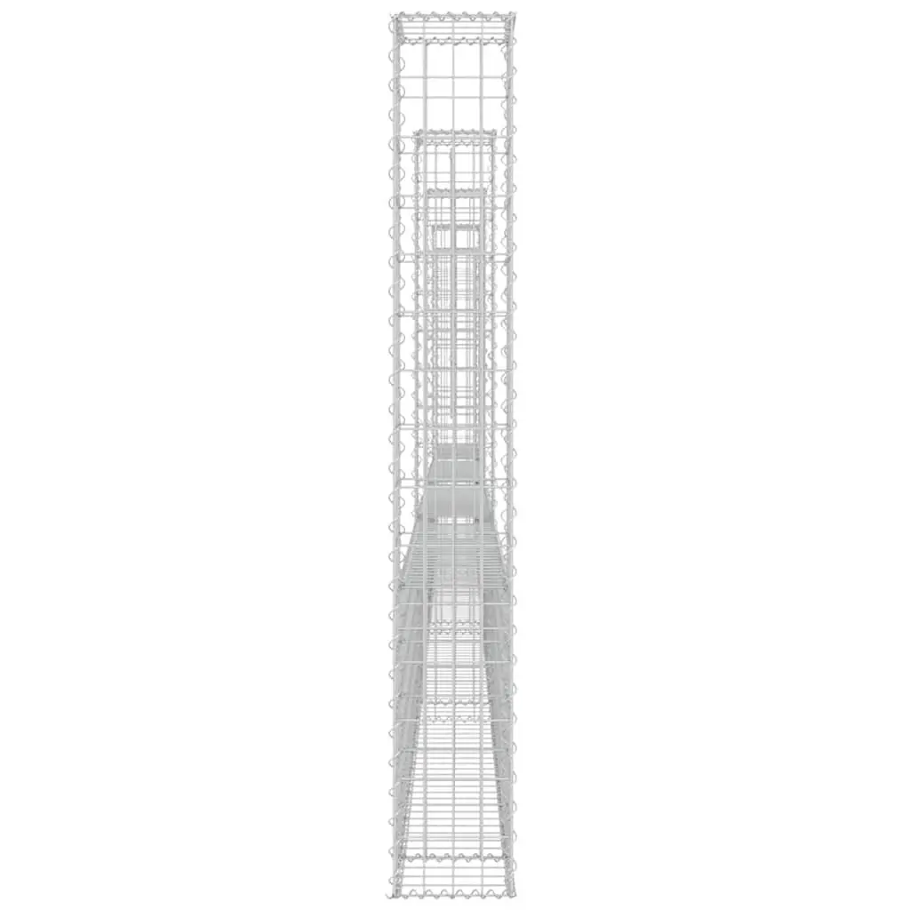 U-Shape Gabion Basket Iron Fence Panel with 5 Posts for Retaining Wall Garden 500 x 20 x 150 cm