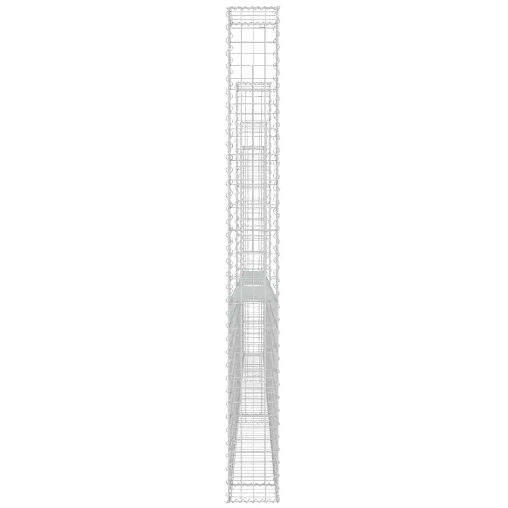 U-Shape Gabion Basket Fence Panel Iron Garden Retaining Wall with 4 Posts 380 x 20 x 200 cm
