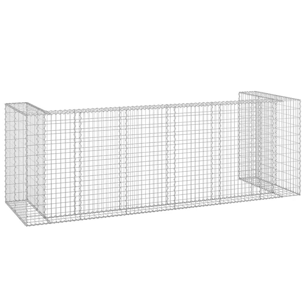 Gabion Wall Waste Container Enclosure Galvanised Steel Mesh 325 x 100 x 110 cm