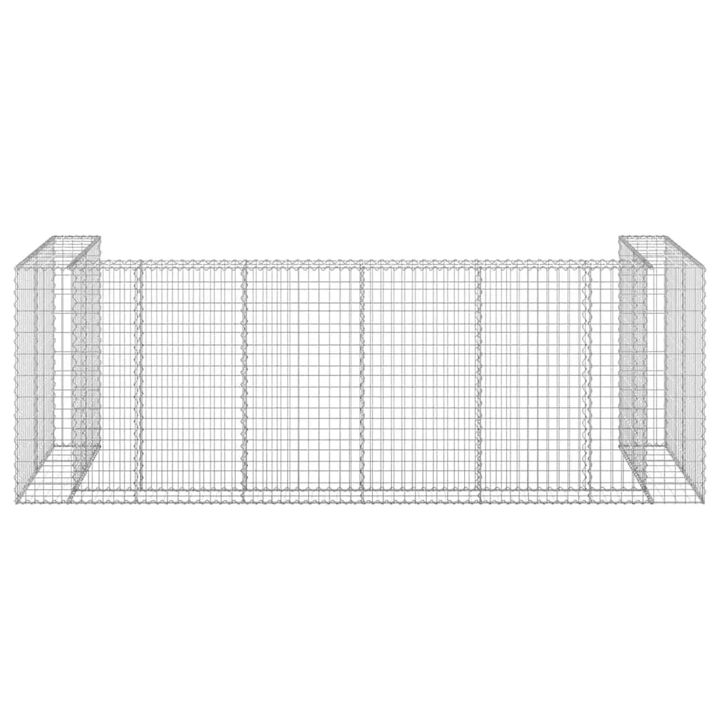 Gabion Wall Waste Container Enclosure Galvanised Steel Mesh 325 x 100 x 110 cm