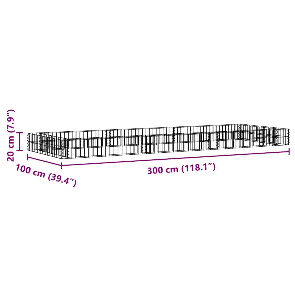 Raised Bed Gabion Planter 300x100x20cm Galvanised Steel Durable Garden Border Mesh