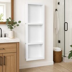 Shower Niche 3 Compartments High Gloss White Bathroom Storage Shelf Wall Mount