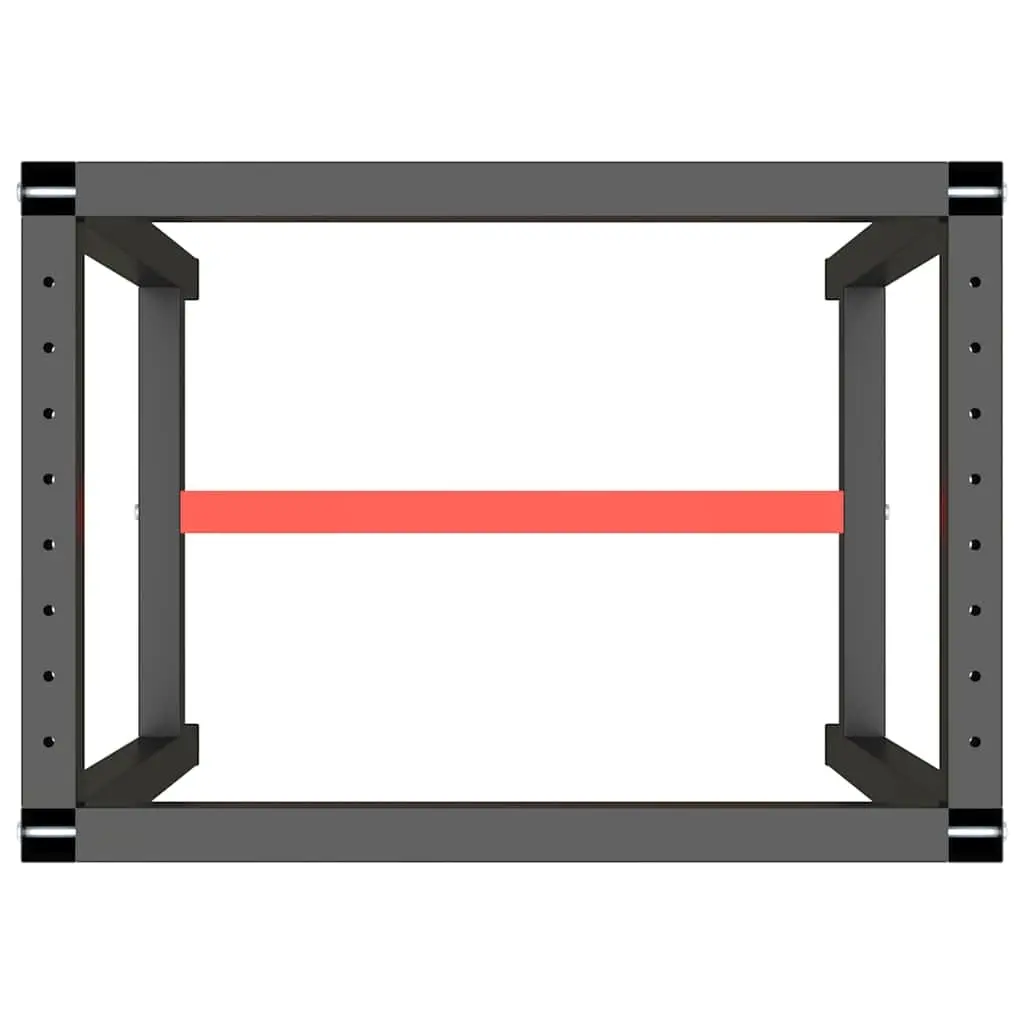 Work Bench Frame Heavy Duty Metal Table Legs Matte Black Red 70x50x79cm