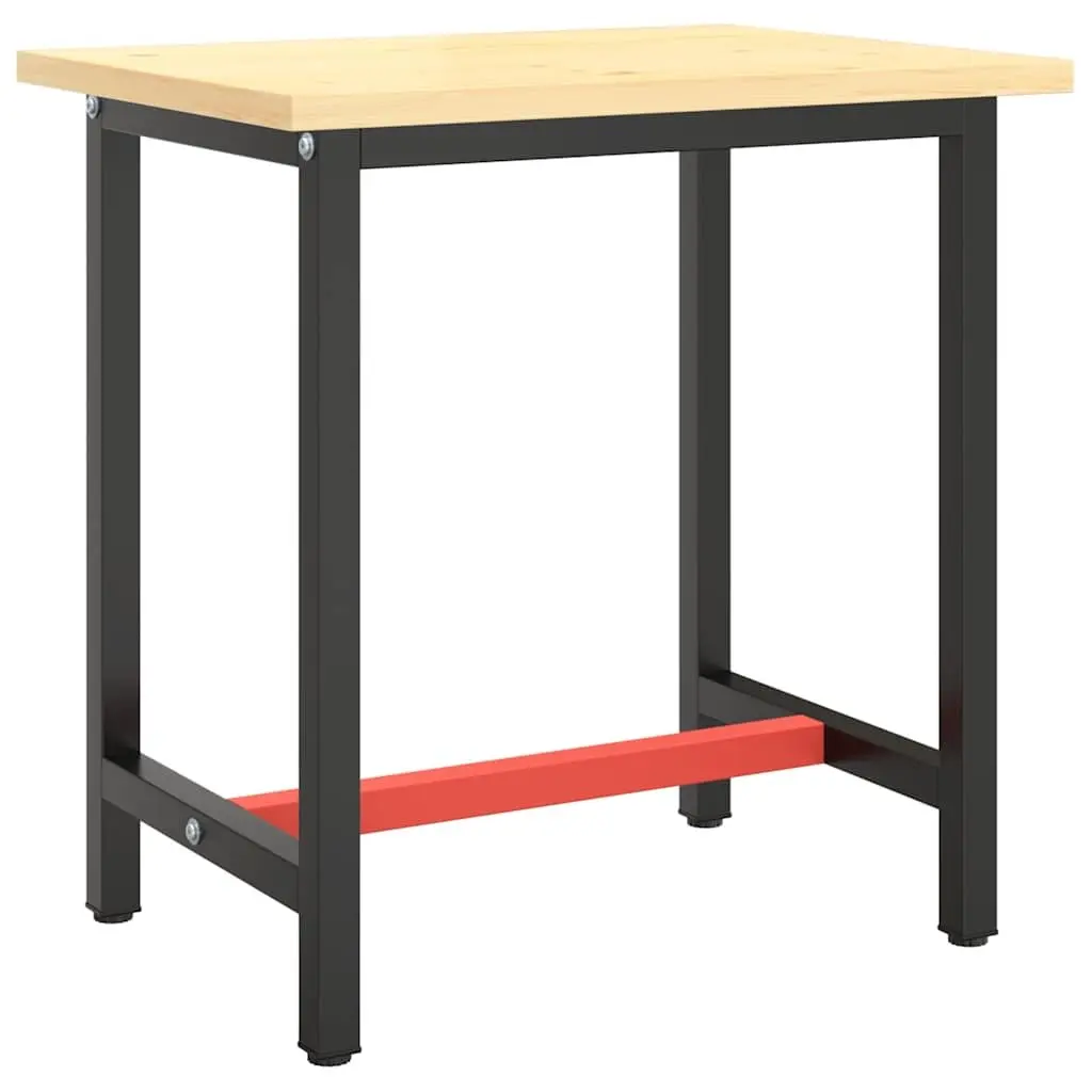 Work Bench Frame Heavy Duty Metal Table Legs Matte Black Red 70x50x79cm
