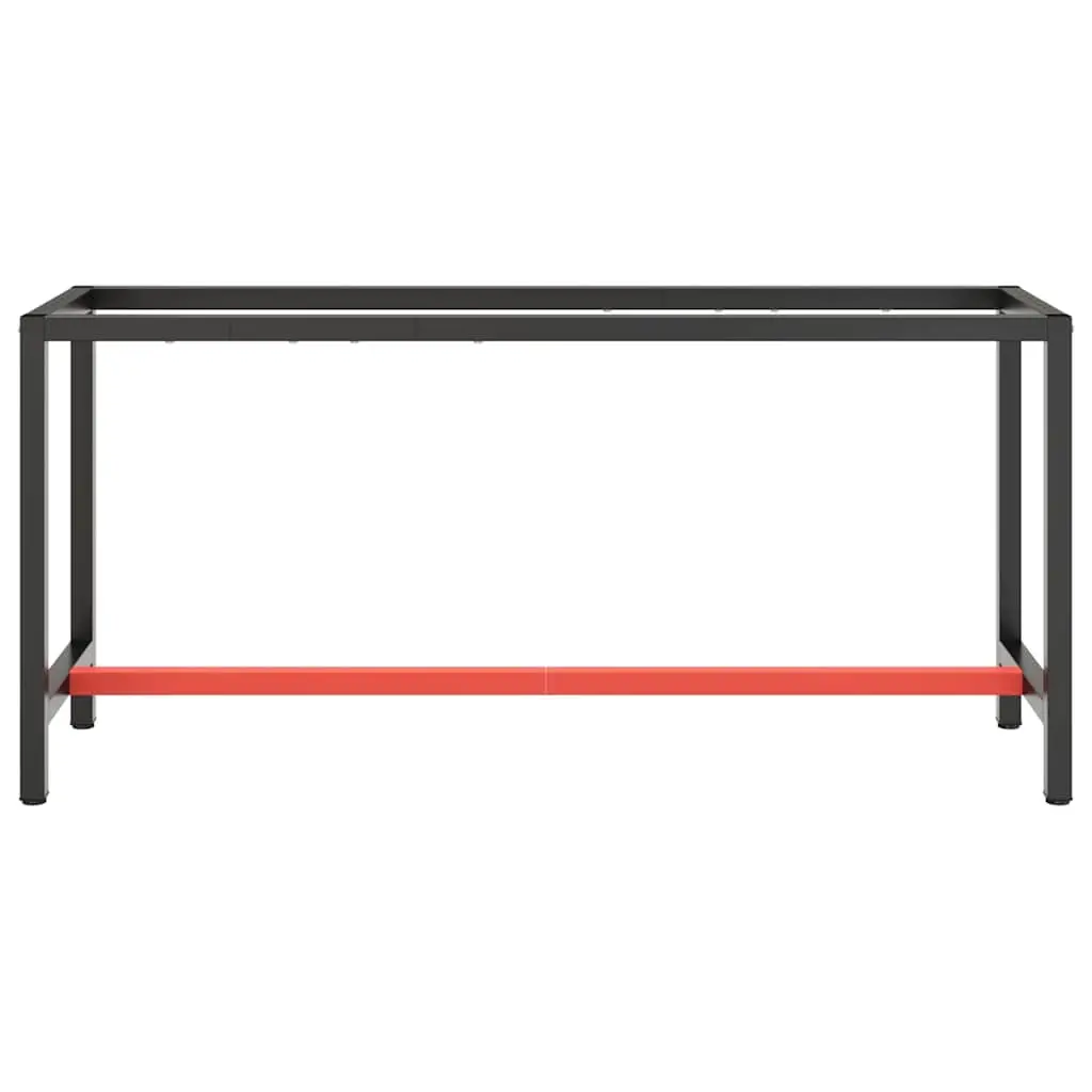 Work Bench Frame Metal Heavy Duty Powder Coated Matte Black Red 170x50x79cm