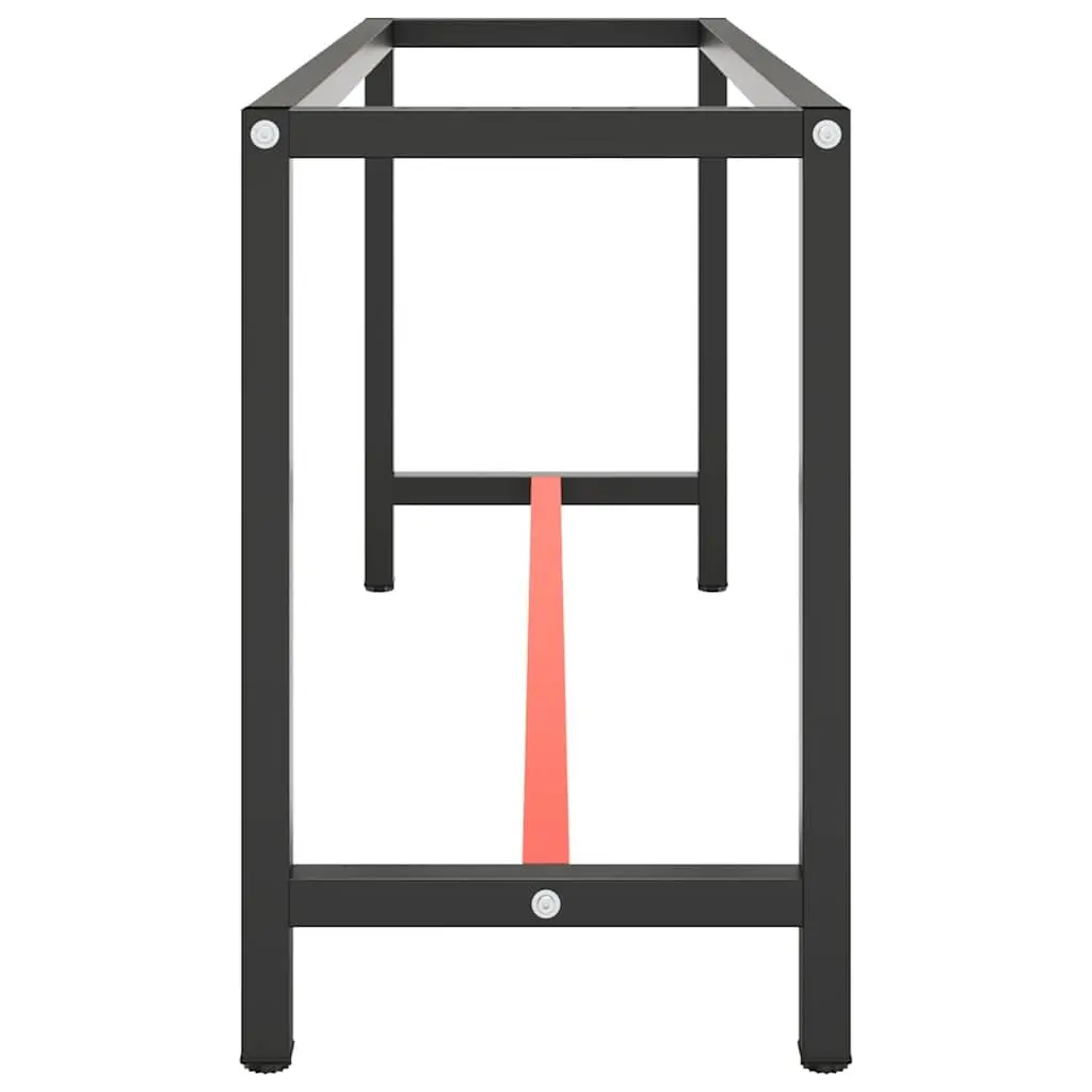 Work Bench Frame Metal Heavy Duty Powder Coated Matte Black Red 170x50x79cm