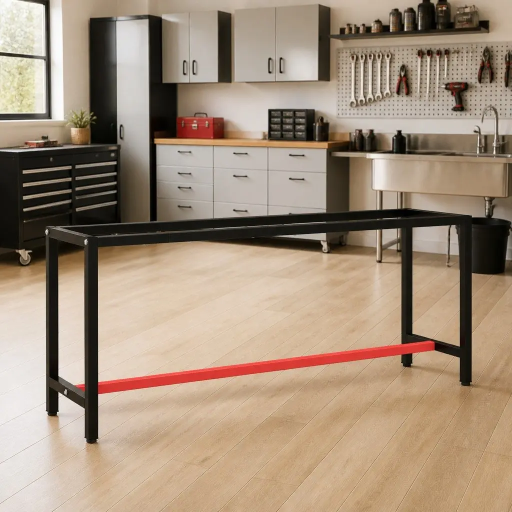 Work Bench Frame Heavy Duty Metal Table Base Powder Coated Black 190 x 50 x 79 cm