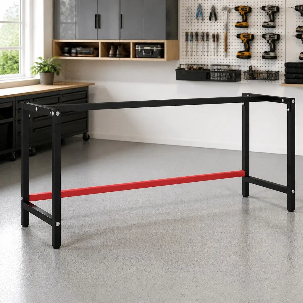 Metal Work Bench Frame Heavy Duty Matte Black 180x57x79cm