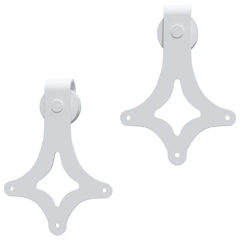 Sliding Door Hardware Kit Powder-coated Steel Track Rail System 200cm White