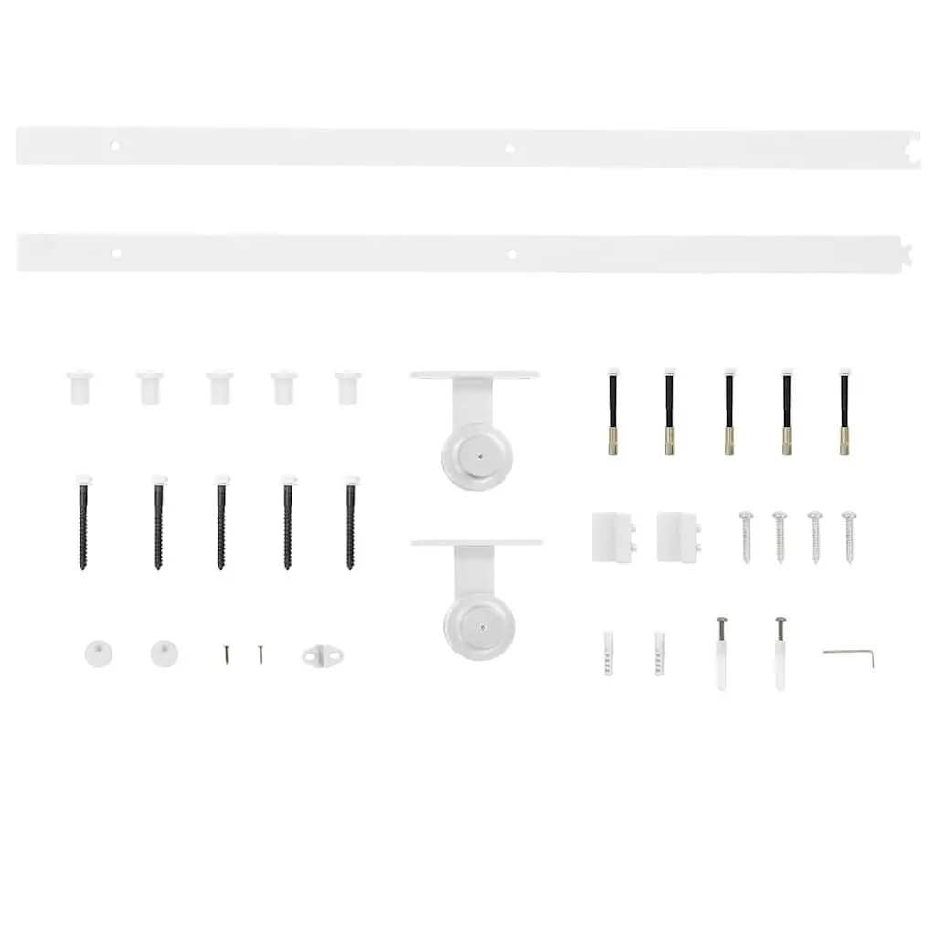 Sliding Door Hardware Kit Steel Track Rail System 183cm White