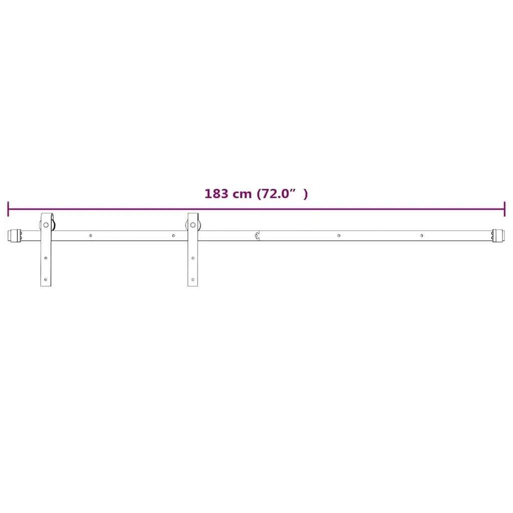 Sliding Door Hardware Kit Powder-Coated Steel Track Rail 183cm White