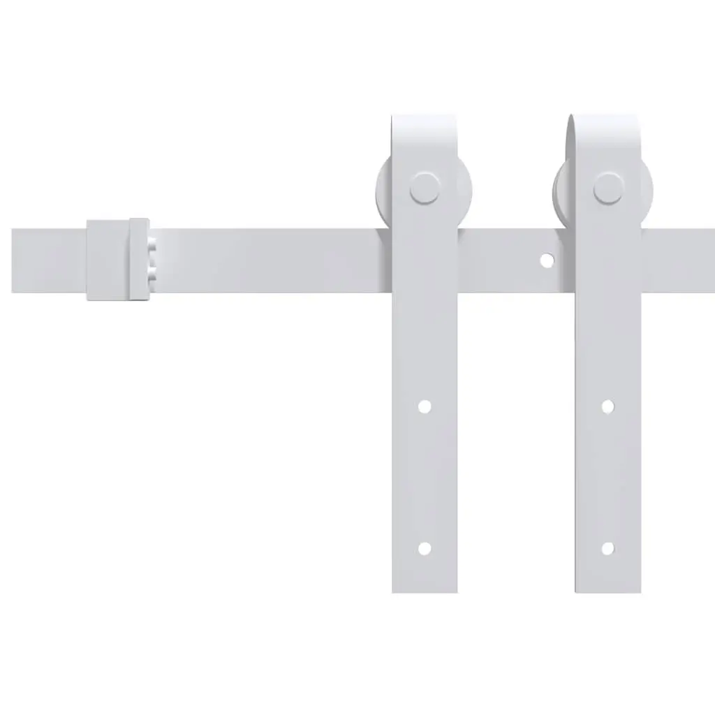 Sliding Door Hardware Kit Powder-Coated Steel Track Rail 200cm White
