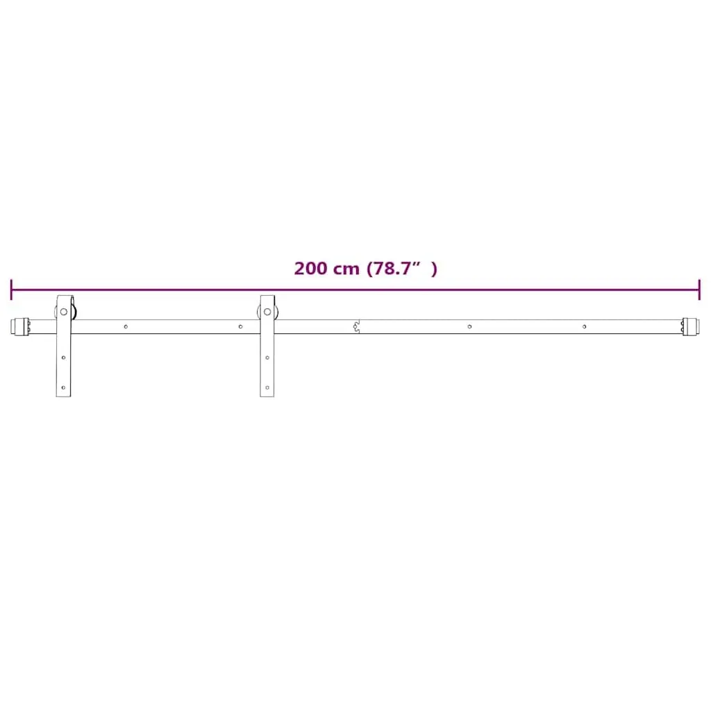 Sliding Door Hardware Kit Powder-Coated Steel Track Rail 200cm White