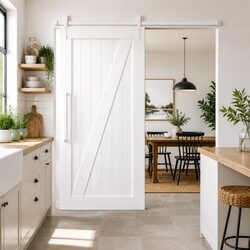 Sliding Door Hardware Kit 183cm Steel Track Rail System White