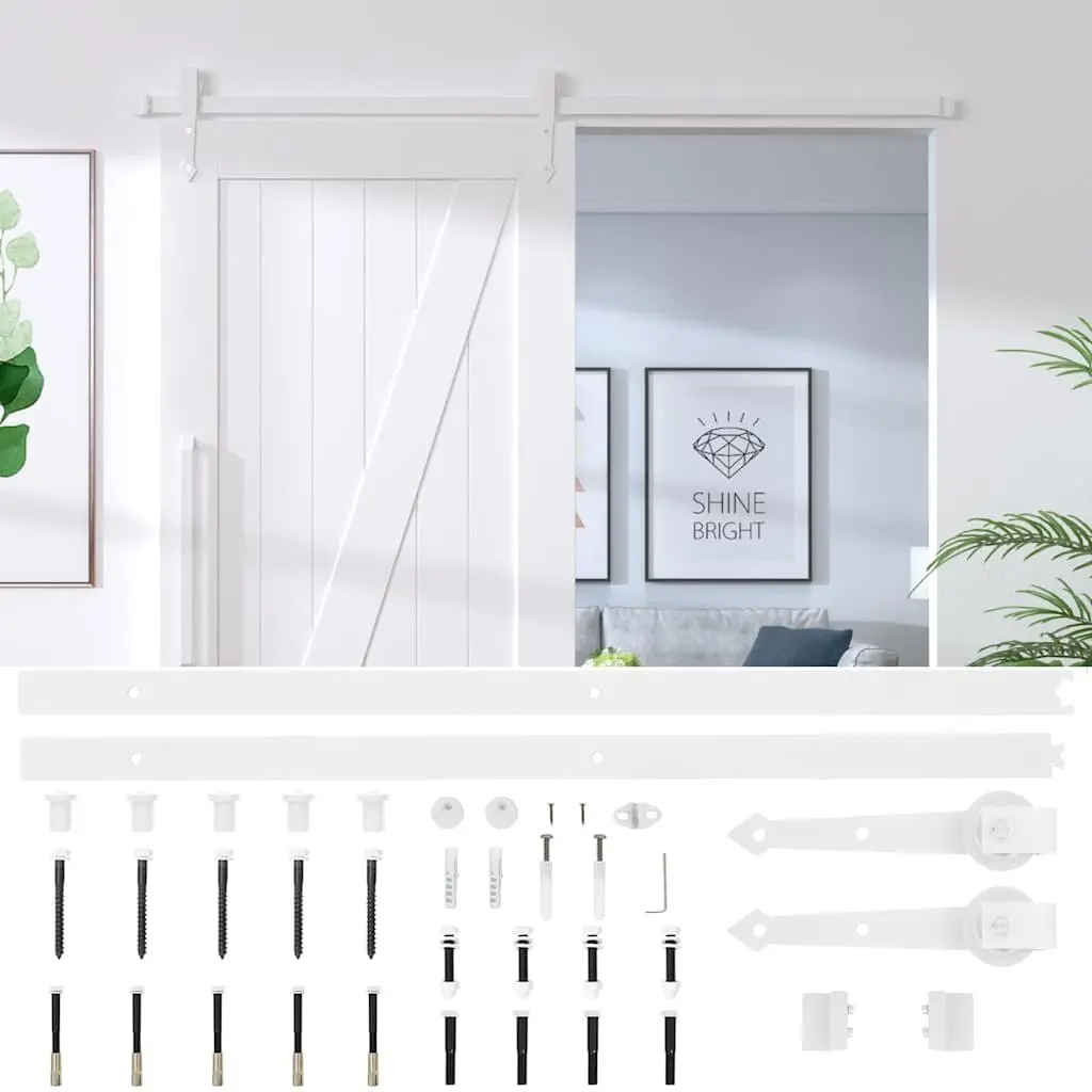 Sliding Door Hardware Kit 183cm Steel Track Rail System White