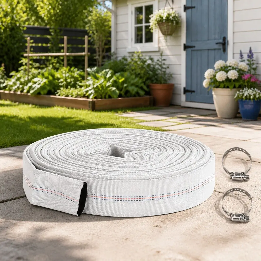 Fire Hose 30m Lay Flat Water Hose PVC Lining Reinforced Plumbing Garden