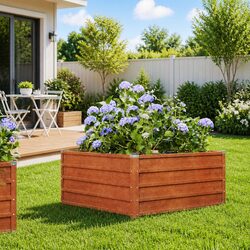 Friendly Corten Steel Garden Raised Bed, 100x100x45cm