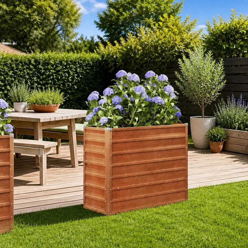 Garden Raised Bed Planter Corten Steel Weathering Brown 100L x 40W x 77H cm