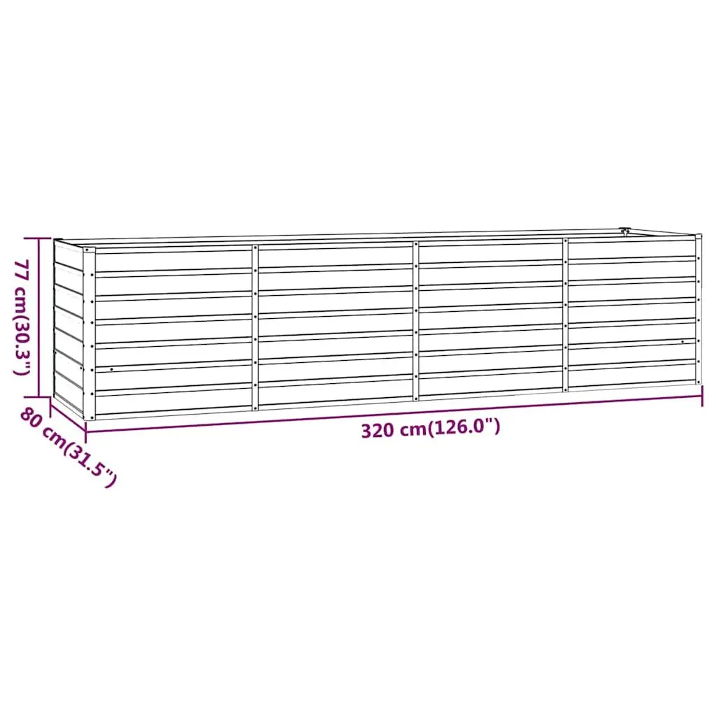 Garden Raised Bed Planter 320x80x77cm Weathering Steel Outdoor Vegetables Herbs