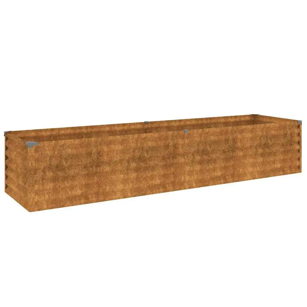 Garden Raised Bed Planter Corten Steel 194x50x36 cm Outdoor Vegetable Flowers