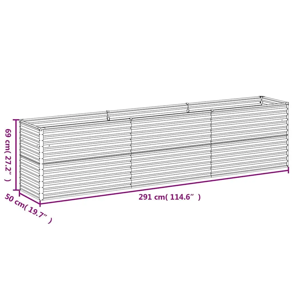 Corten Steel Raised Planter Garden Bed 291x50x69cm Outdoor Vegetable and Flower Box