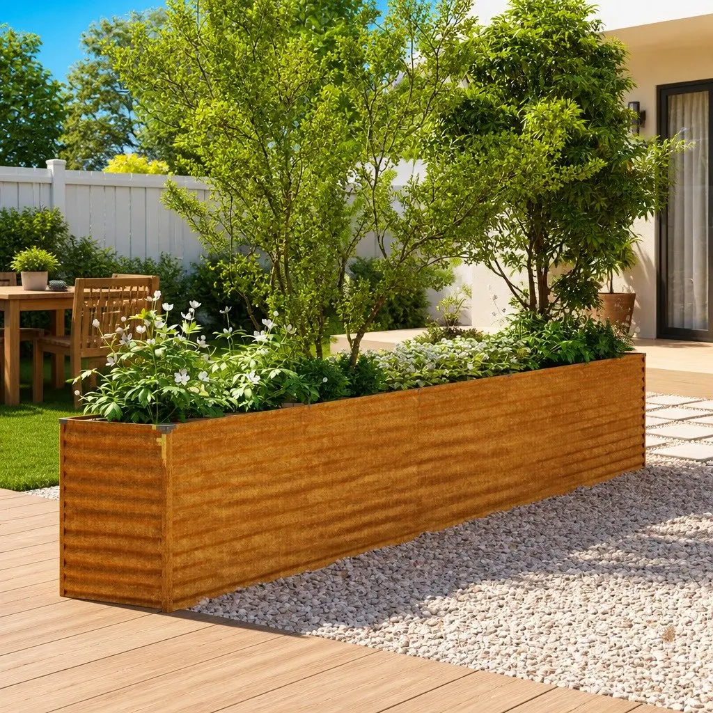 Garden Raised Bed 482x50x69 cm Corten Steel Planter Box Outdoor Vegetable Herb
