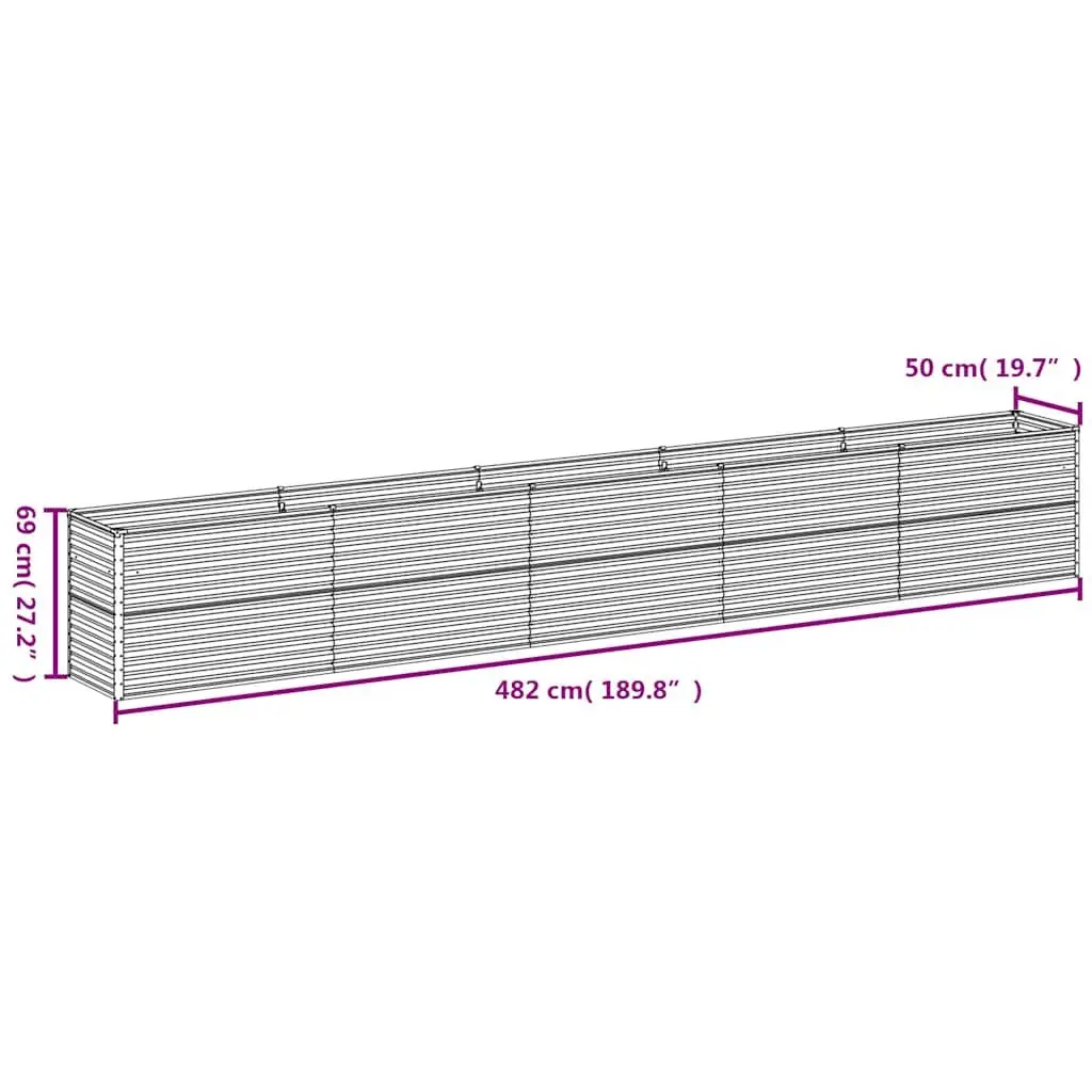 Garden Raised Bed 482x50x69 cm Corten Steel Planter Box Outdoor Vegetable Herb