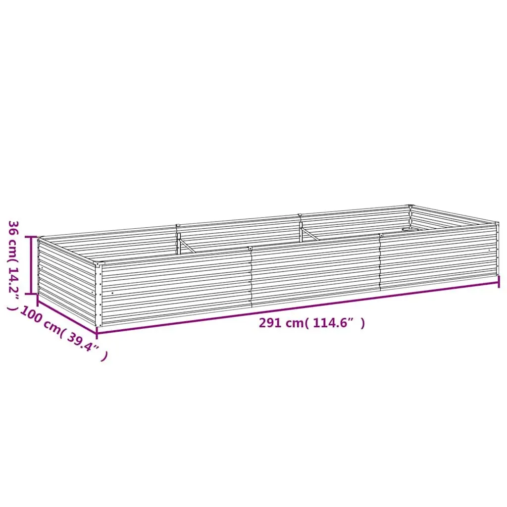 Garden Raised Bed Weathering Steel 291x100x36 cm Planter Box Outdoor Patio Flower