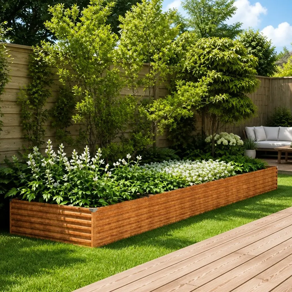 Corten Steel Planter Box 482x100x36 cm Durable Outdoor Raised Garden Bed for Vegetables