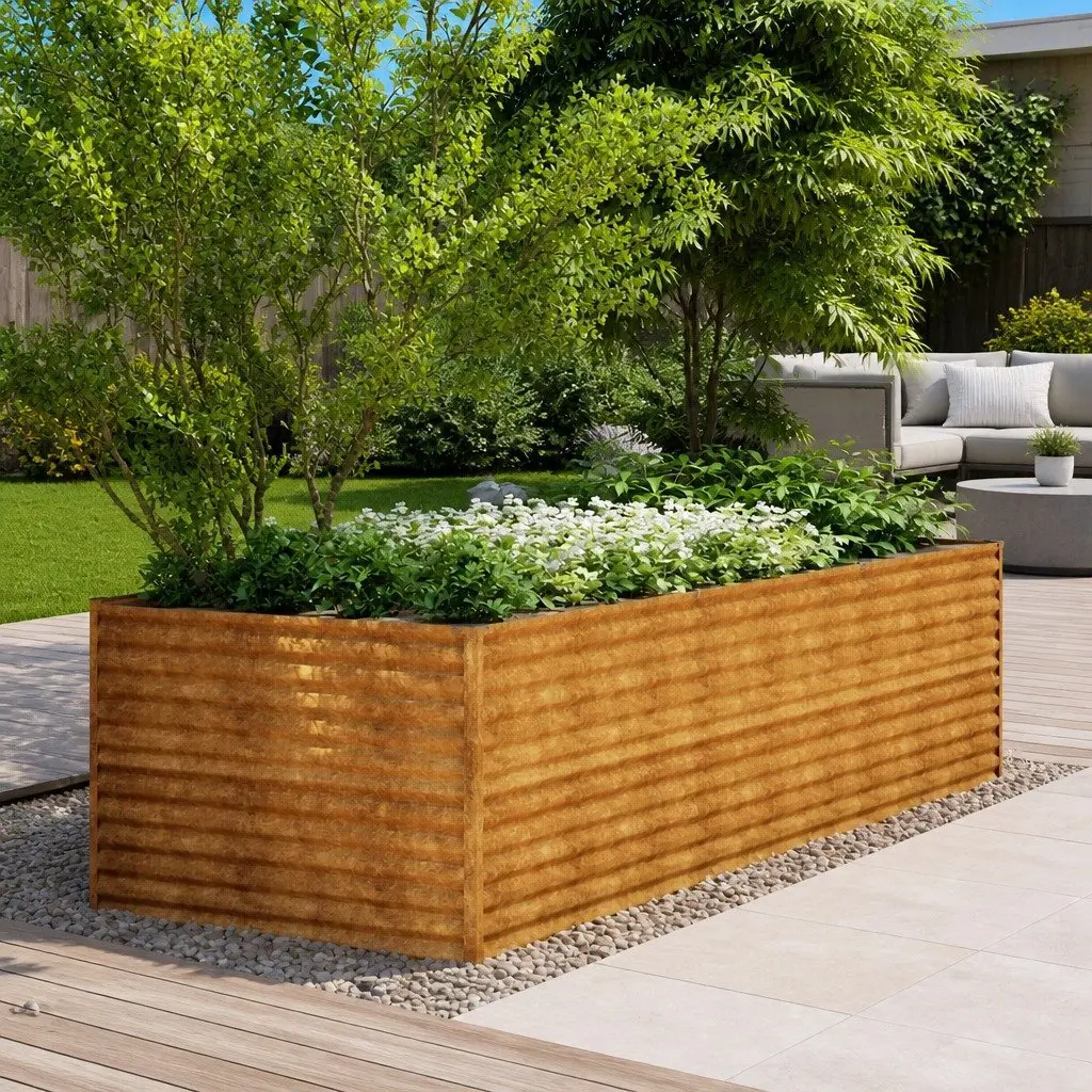 Garden Raised Bed Planter Corten Steel Brown 290x100x69 cm Outdoor Flower Box