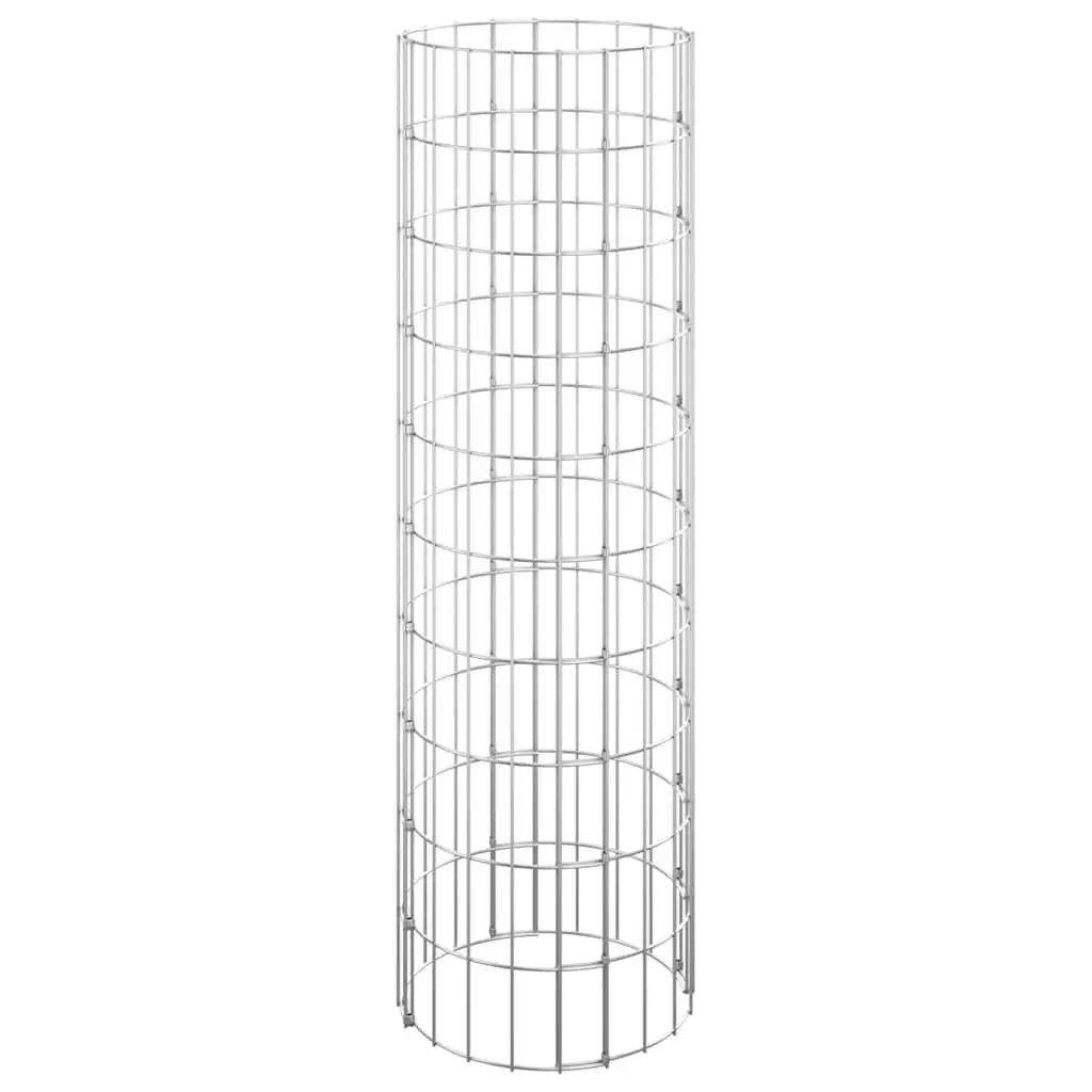 Circular Gabion Pole Galvanised Steel 30 cm Diameter 100 cm Height Garden Fence Barrier Border Planter