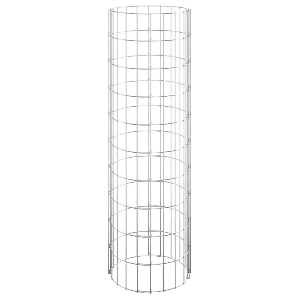 Circular Gabion Pole Galvanised Steel 30 cm Diameter 100 cm Height Garden Fence Barrier Border Planter