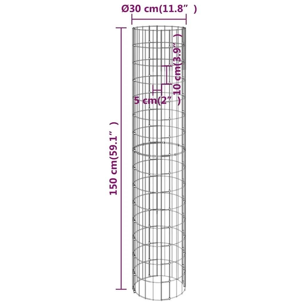 Circular Gabion Pole Galvanised Steel Garden Fence Border Post Ø30x150 cm