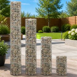 Circular Gabion Raised Garden Beds 4 Pieces Ø30cm Planter Border Set Silver