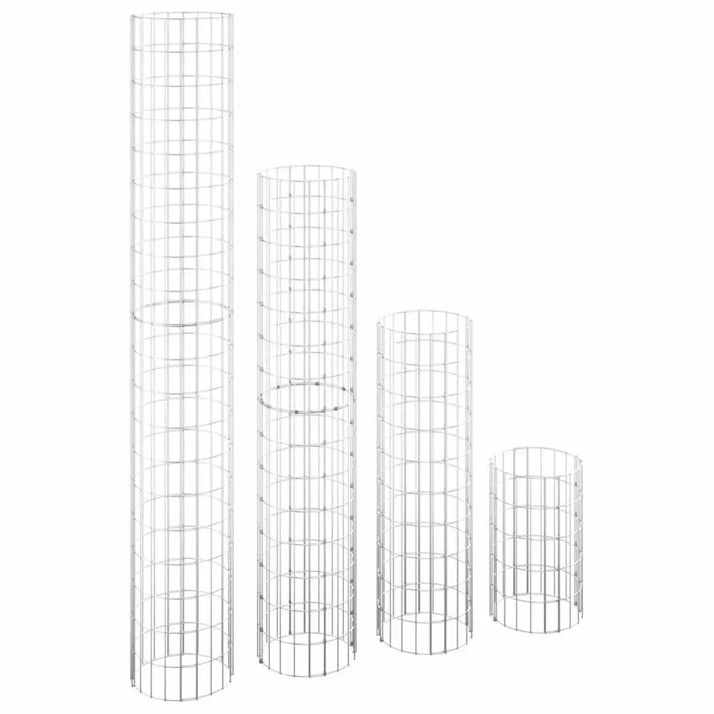 Circular Gabion Raised Garden Beds 4 Pieces Ø30cm Planter Border Set Silver
