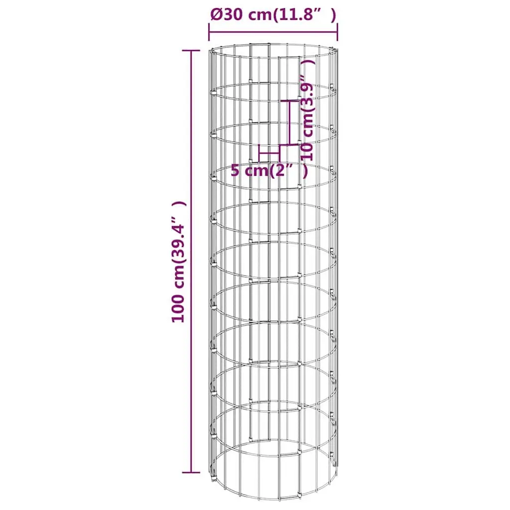 Circular Gabion Raised Garden Beds 4 Pieces Ø30cm Planter Border Set Silver
