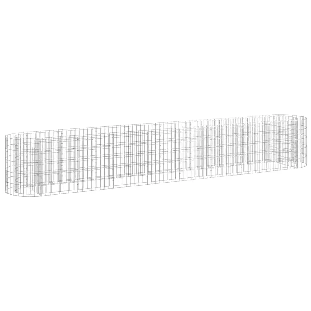 Gabion Planter Raised Bed Silver Galvanised Iron 330x50x50cm