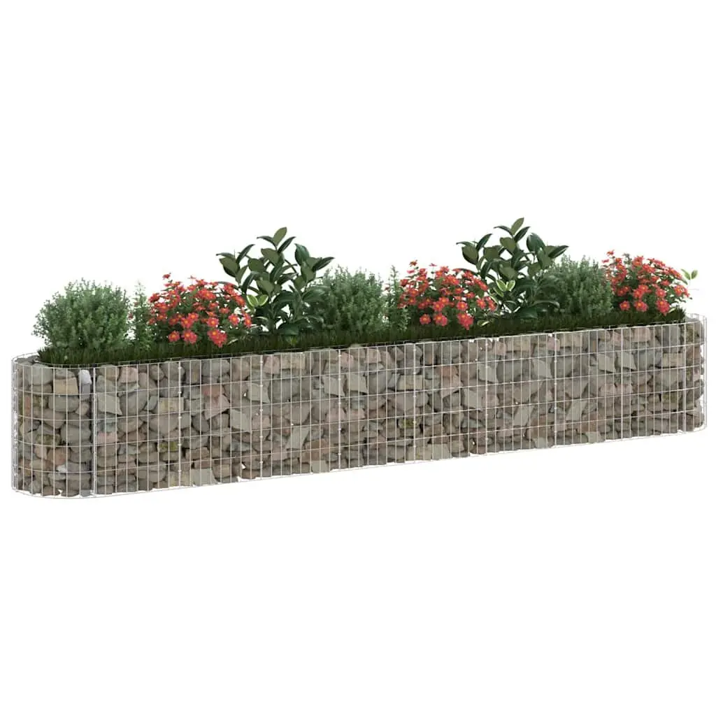 Gabion Planter Raised Bed Silver Galvanised Iron 330x50x50cm