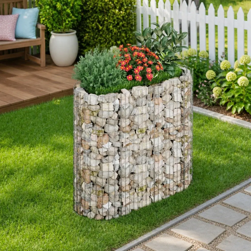 Gabion Raised Bed Planter Sturdy Galvanised Iron 120 x 50 x 100 cm