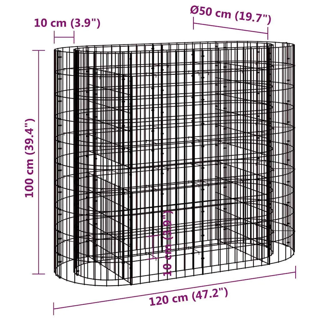 Gabion Raised Bed Planter Sturdy Galvanised Iron 120 x 50 x 100 cm