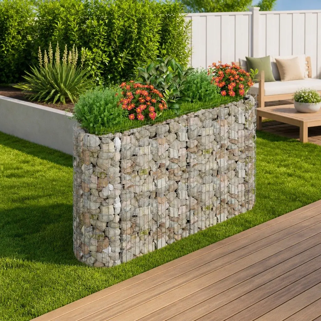 Gabion Raised Bed Garden Planter Galvanised Iron 190x50x100cm