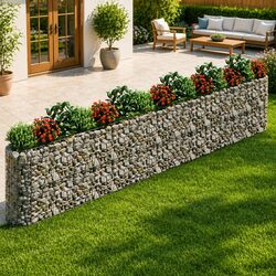 Gabion Raised Bed Planter Garden Border Galvanised Iron 540x50x100cm Silver