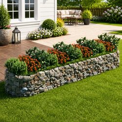 Galvanised Iron Gabion Raised Bed Garden Planter Flower Border 400x100x50cm